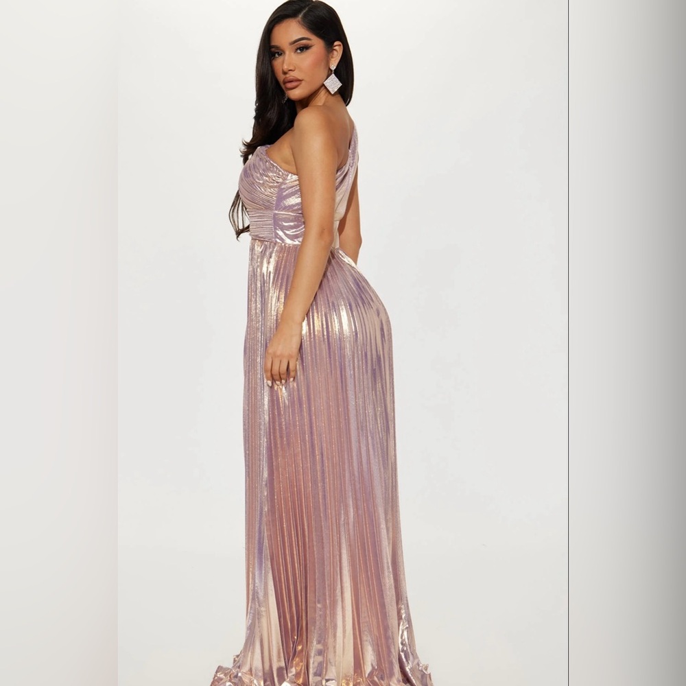 Serena Pleated Metallic Maxi Dress - Lavender